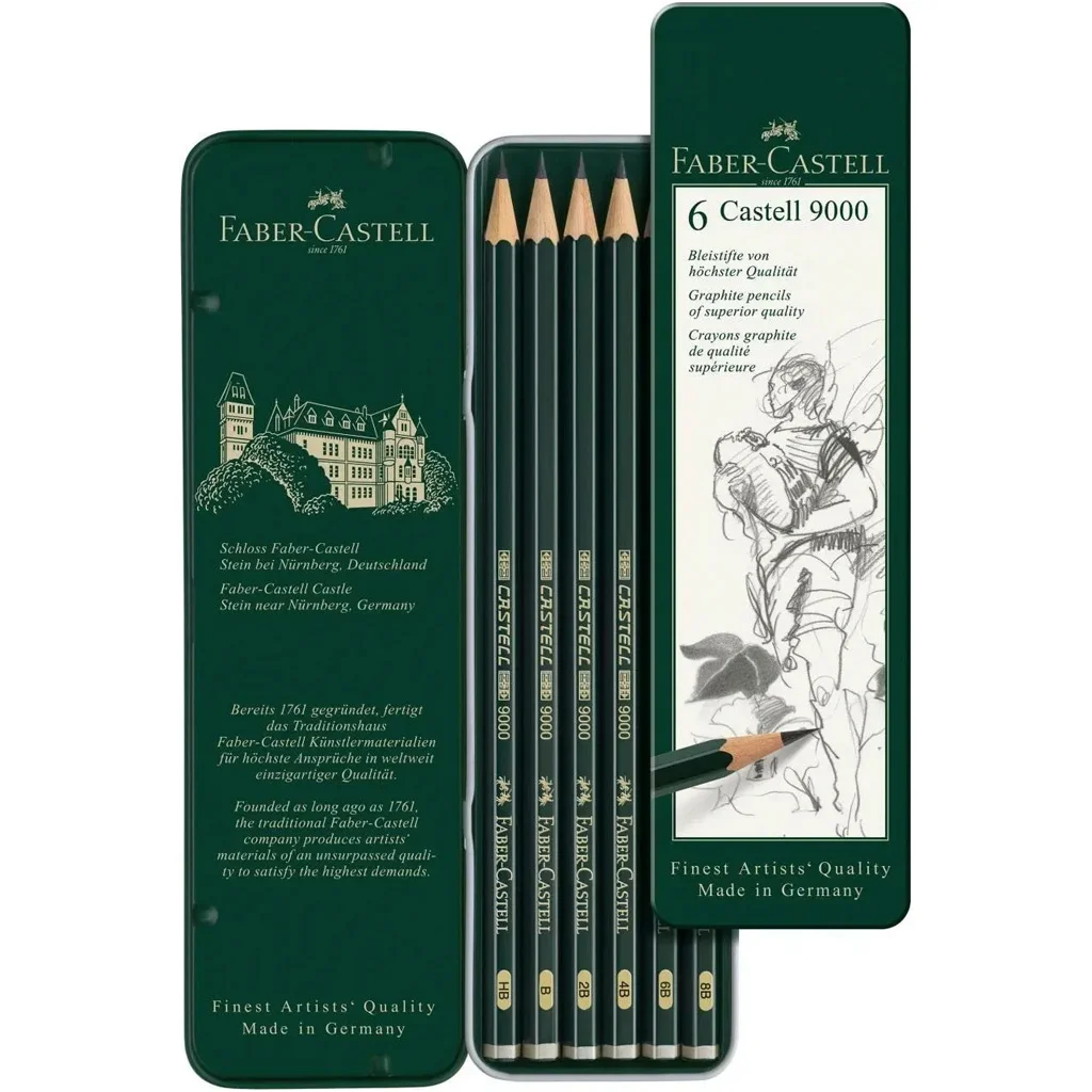 Faber-Castell: Castell 9000 Grafitceruza 6db-os szett fém dobozban kép 2