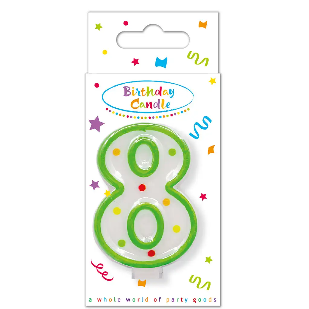 Szülinapi pöttyös gyertya 8-as szám