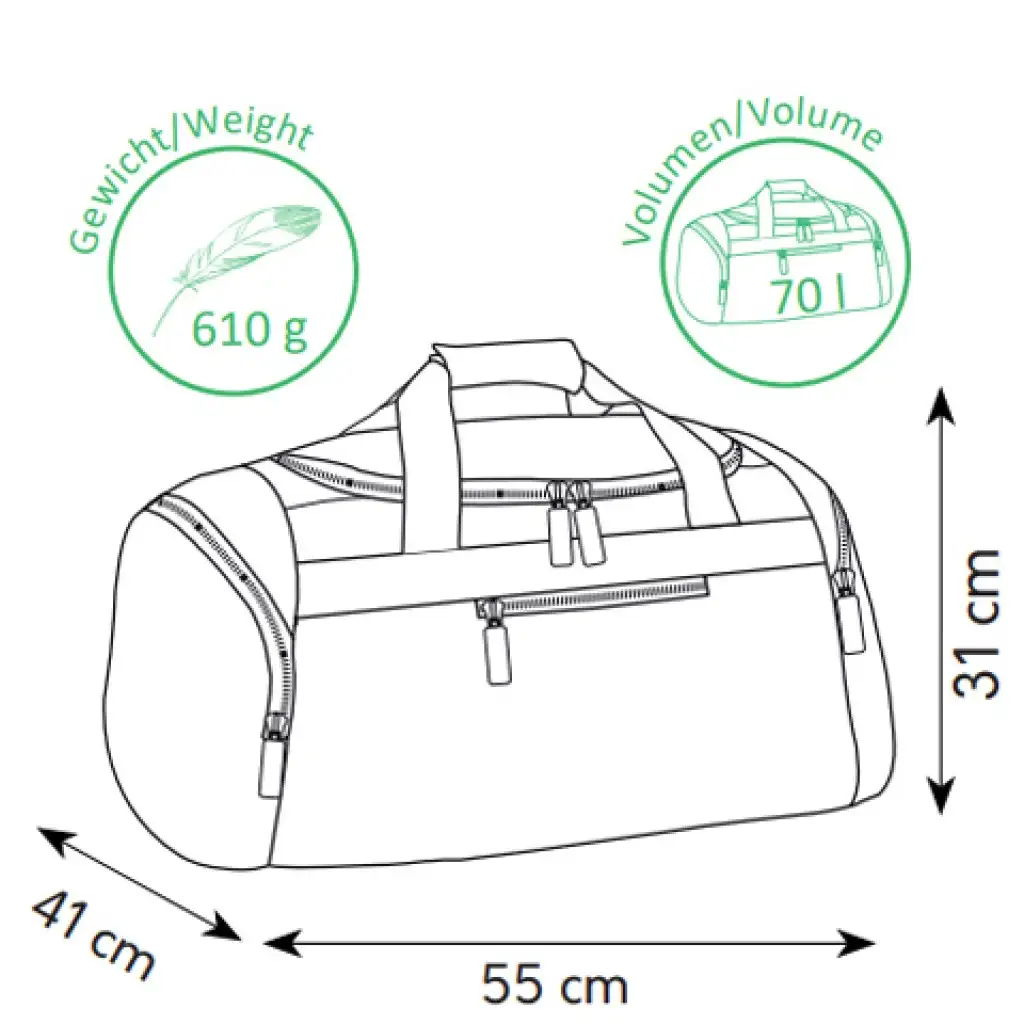 Spirit: Világos szürke sporttáska neonzöld cipzárral 55x31x41cm kép 2