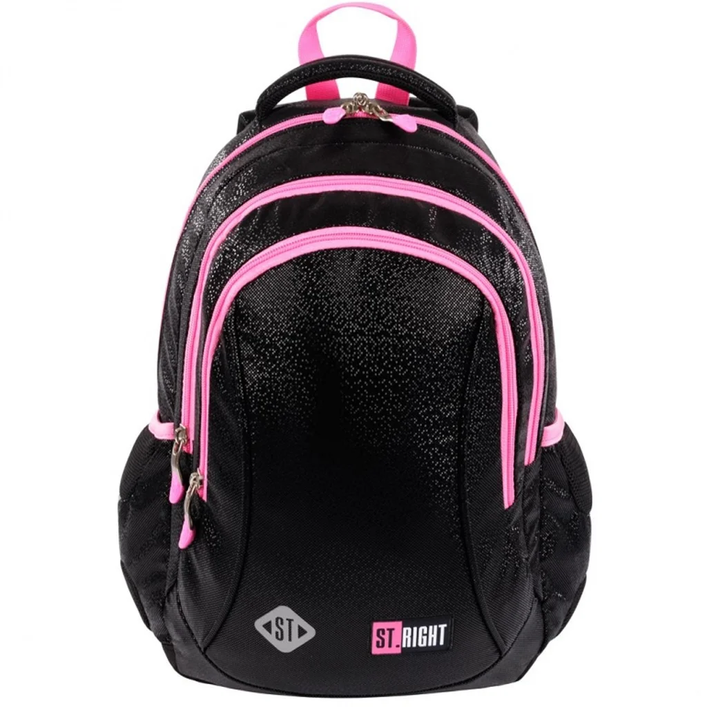 St.Right Black Glitter iskolatáska, hátizsák BP26 39x27x17cm