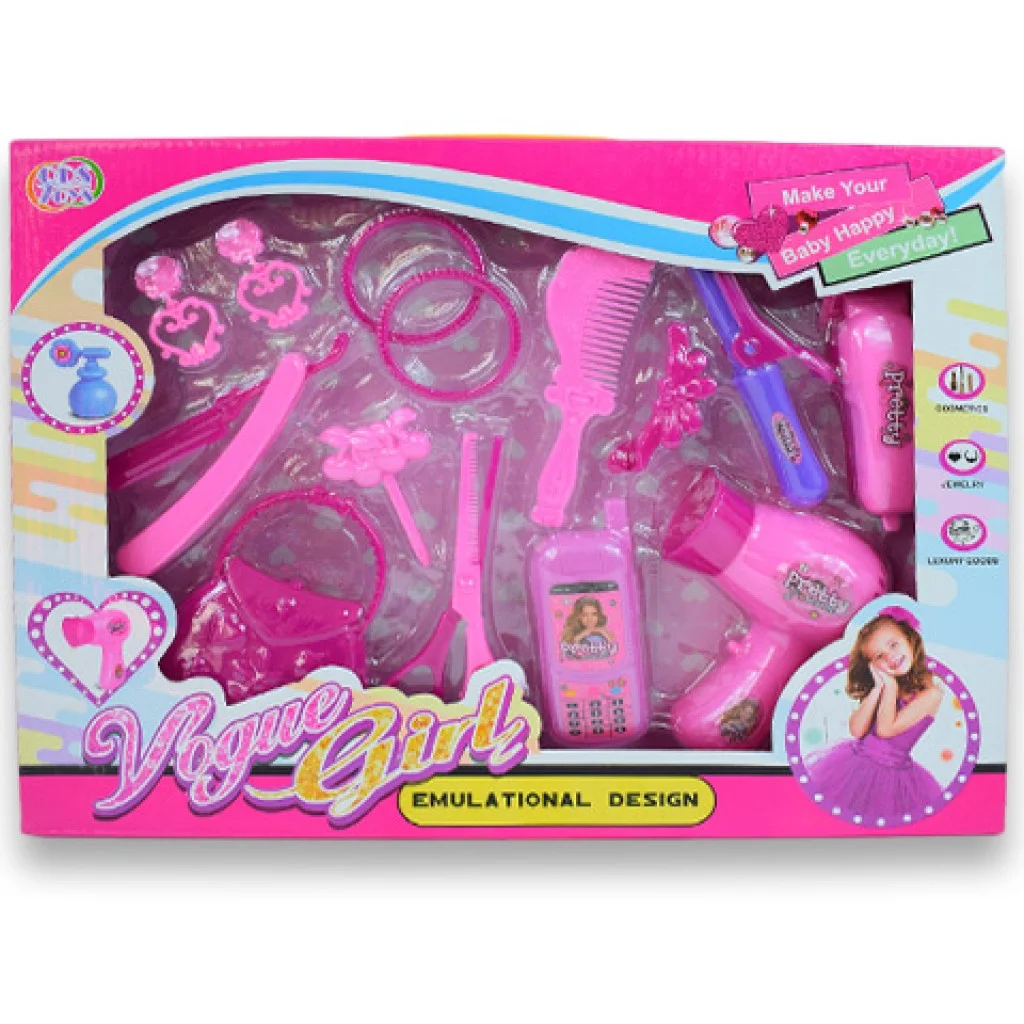 Vouge Girl: 12 részes szépség szett fodrász kellékekkel, telefonnal és fülbevalóval kép 2