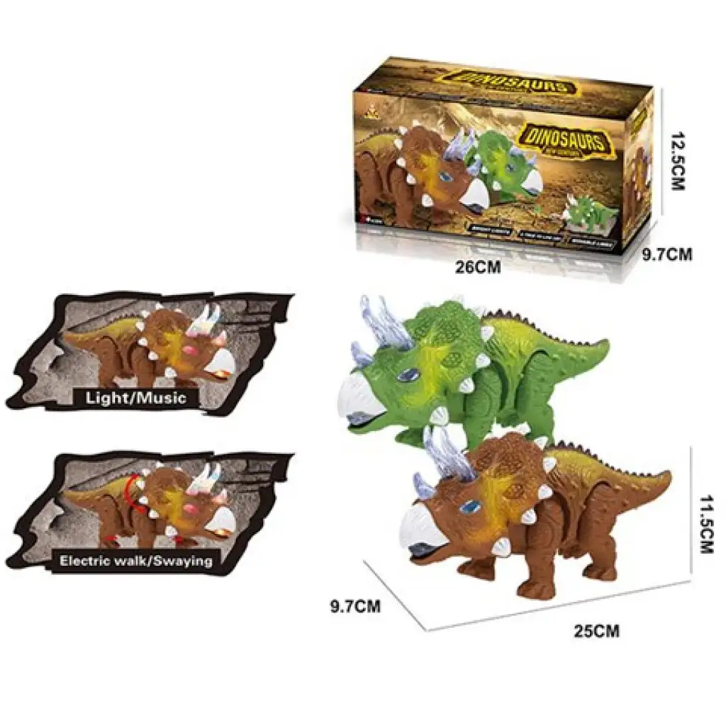 Elemes triceratops figura fénnyel 25cm kép 2