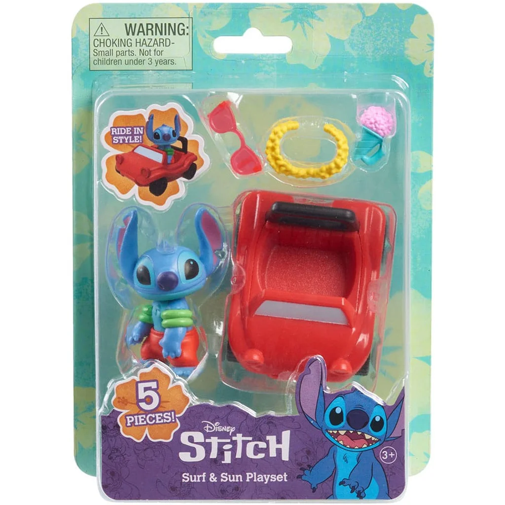 Stitch játékfigura autóval