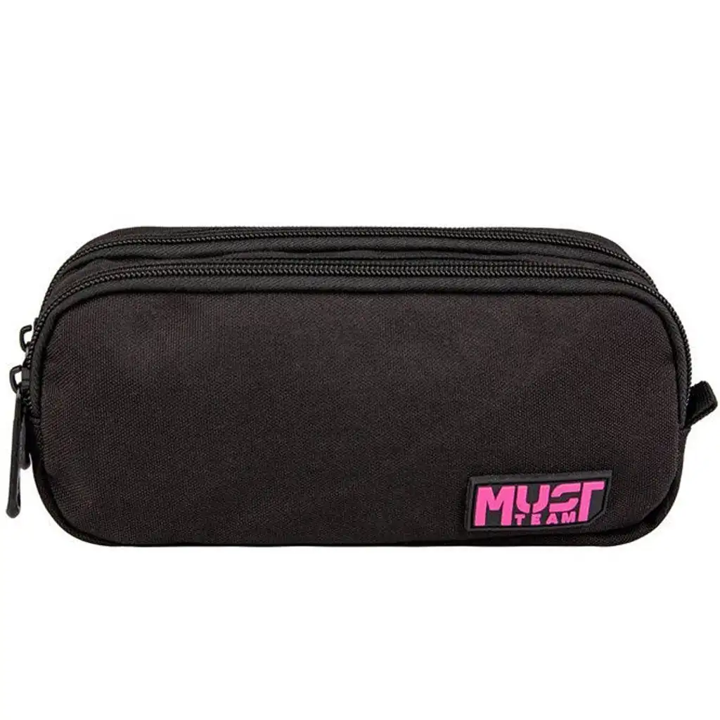 Luna: Must Team Monochrome fekete-rózsaszín hengeres tolltartó 2 zsebbel