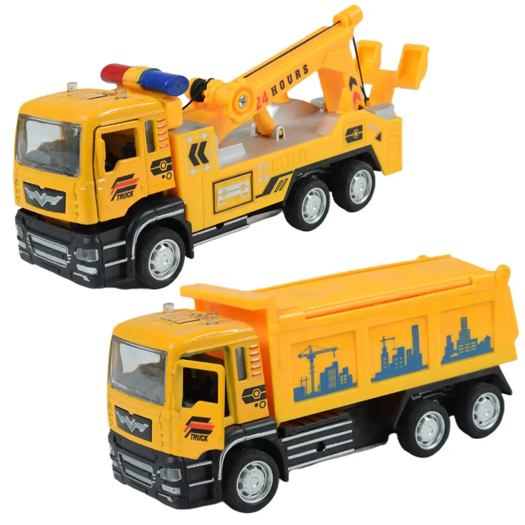 City Truck: Hátrahúzós építőipari teherautó kétféle változatban 14cm