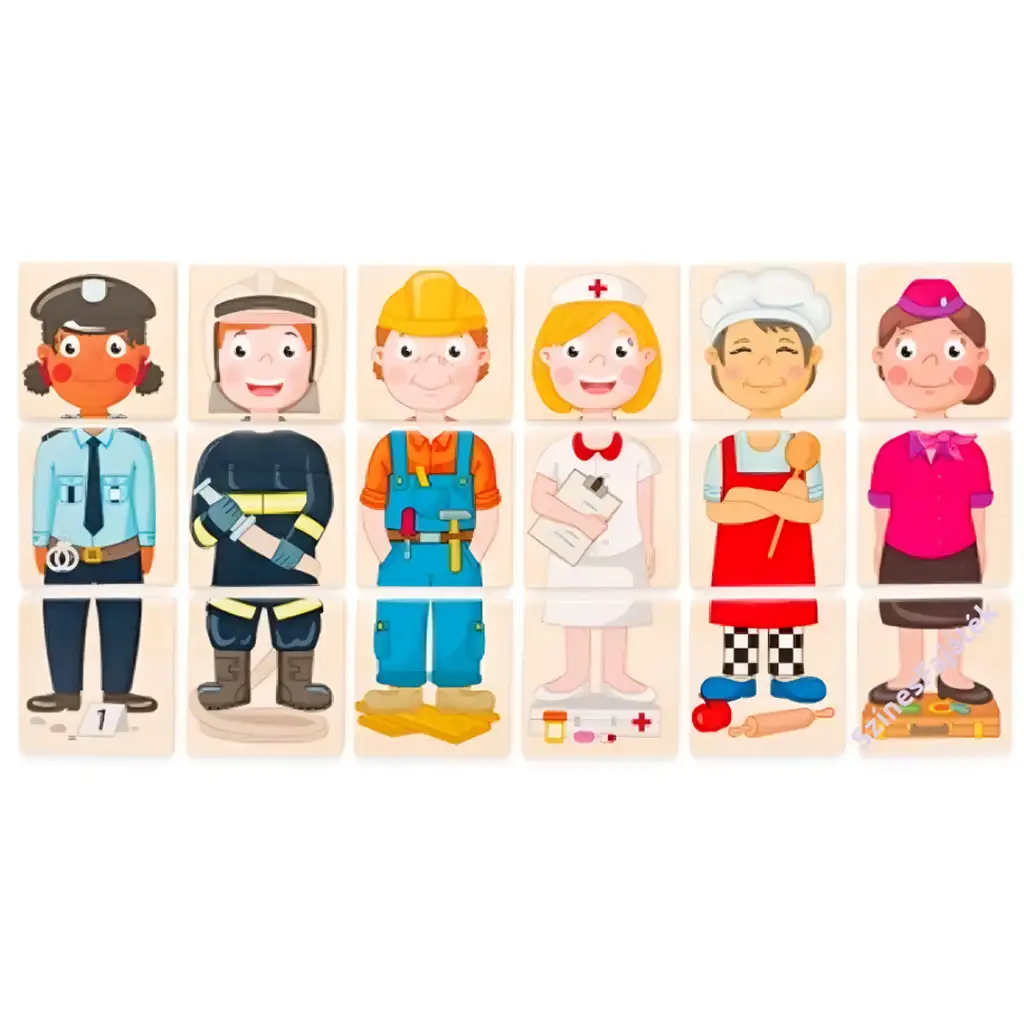 Foglalkozások fa kocka kirakó  - Woodyland kép 2