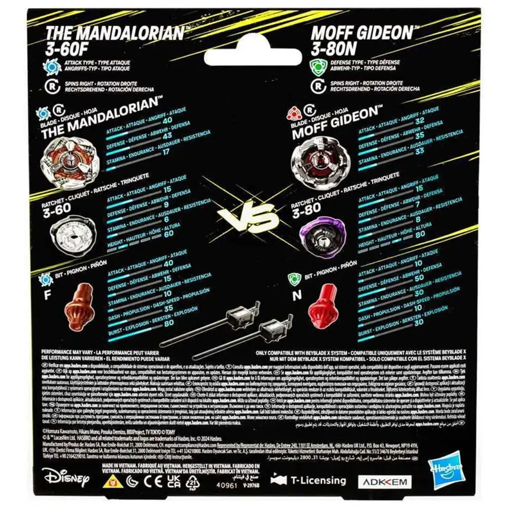 Beyblade X Star Wars Collab The Mandalorian 3-60F vs Moff Gideon 3-80N - Hasbro kép 3