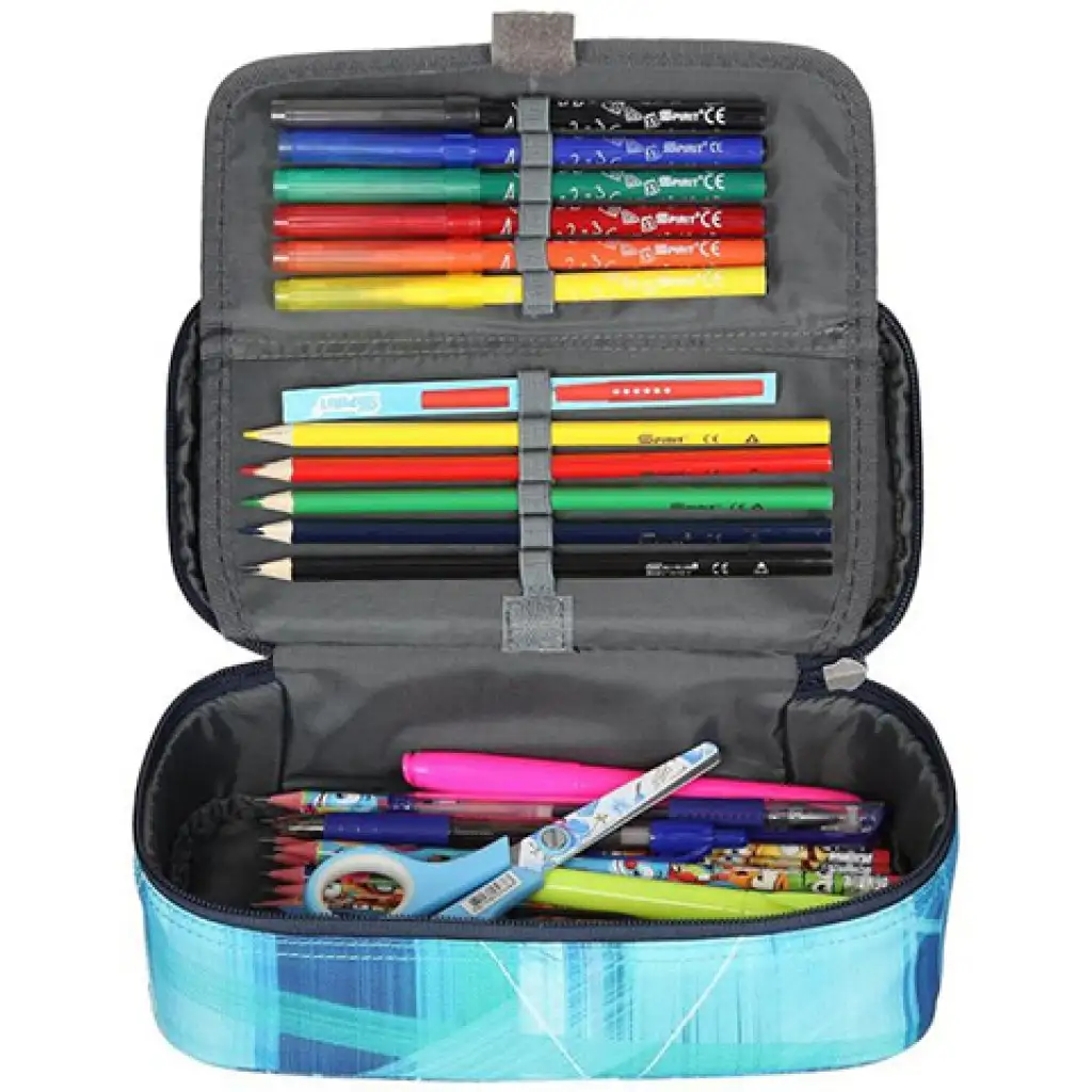 Spirit: Világoskék színű mintázott ovális tolltartó 23x10cm kép 3