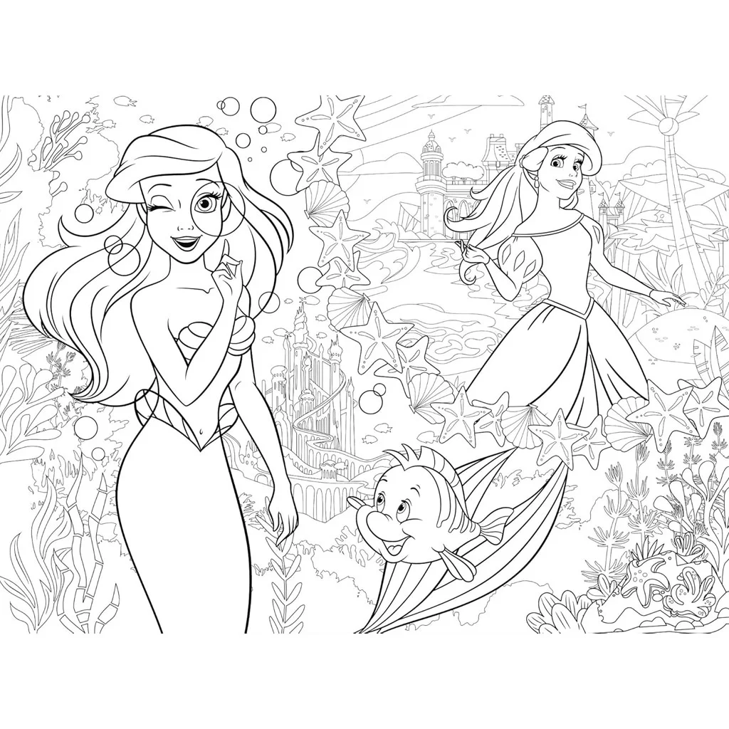 Ariel két világa 2 az 1-ben 48db-os Eco mini puzzle és színező 35x25cm - Lisciani kép 3