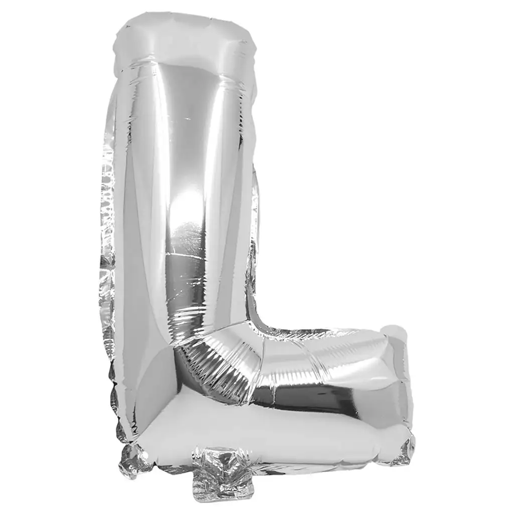 Betű formájú fólia lufi ezüst színben – L betű 32cm