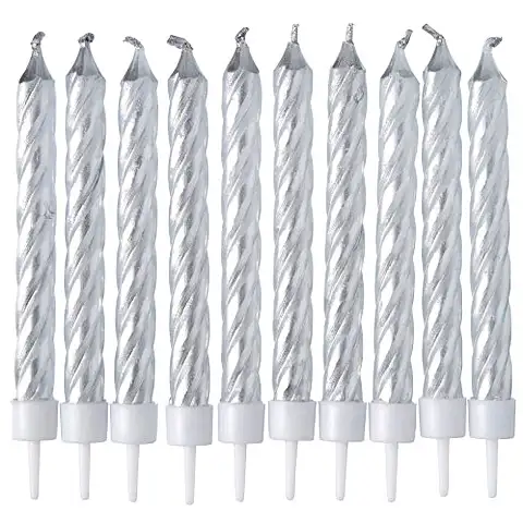 Csavart ezüst színű gyertya 10db-os szett kép 2