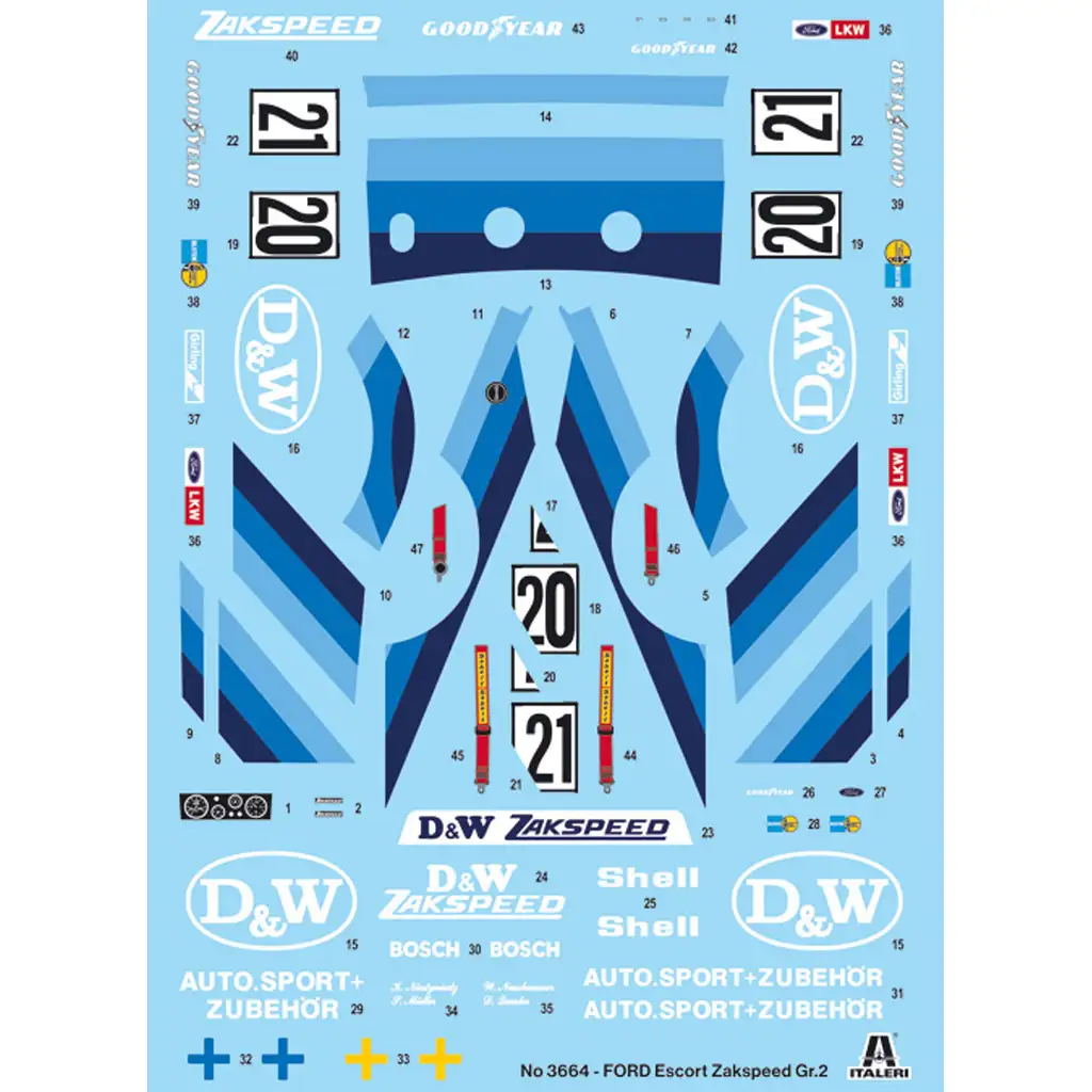 Italeri 1/24 Ford Escort Zakspeed Gr.2 autó makett kép 2