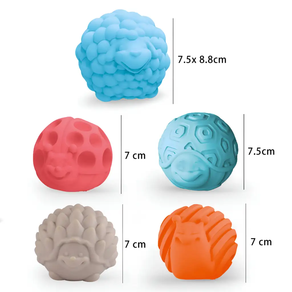 Touchball: Tapintás fejlesztő 5db-os állatos labda szett kép 2