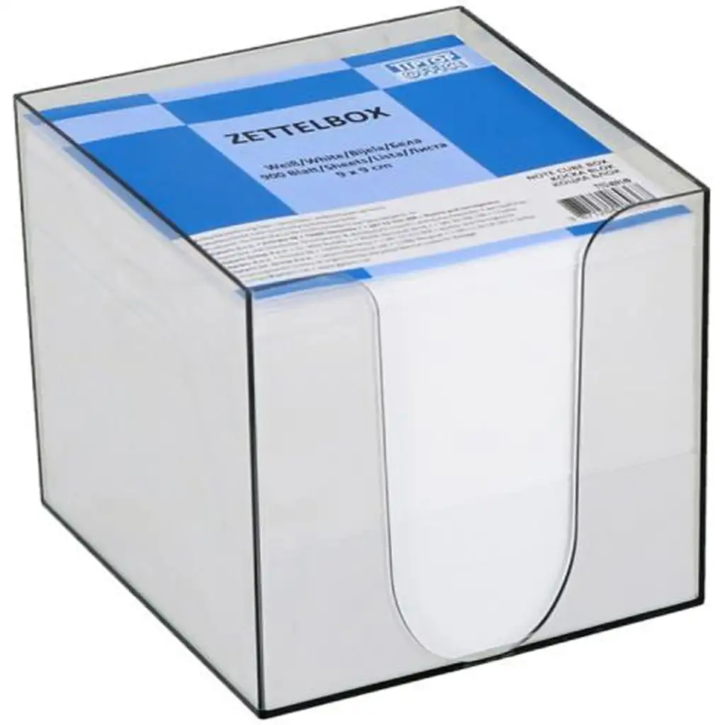 Spirit: Fehér jegyzettömb átlátszó tárolóban 900 lapos 9x9x9cm