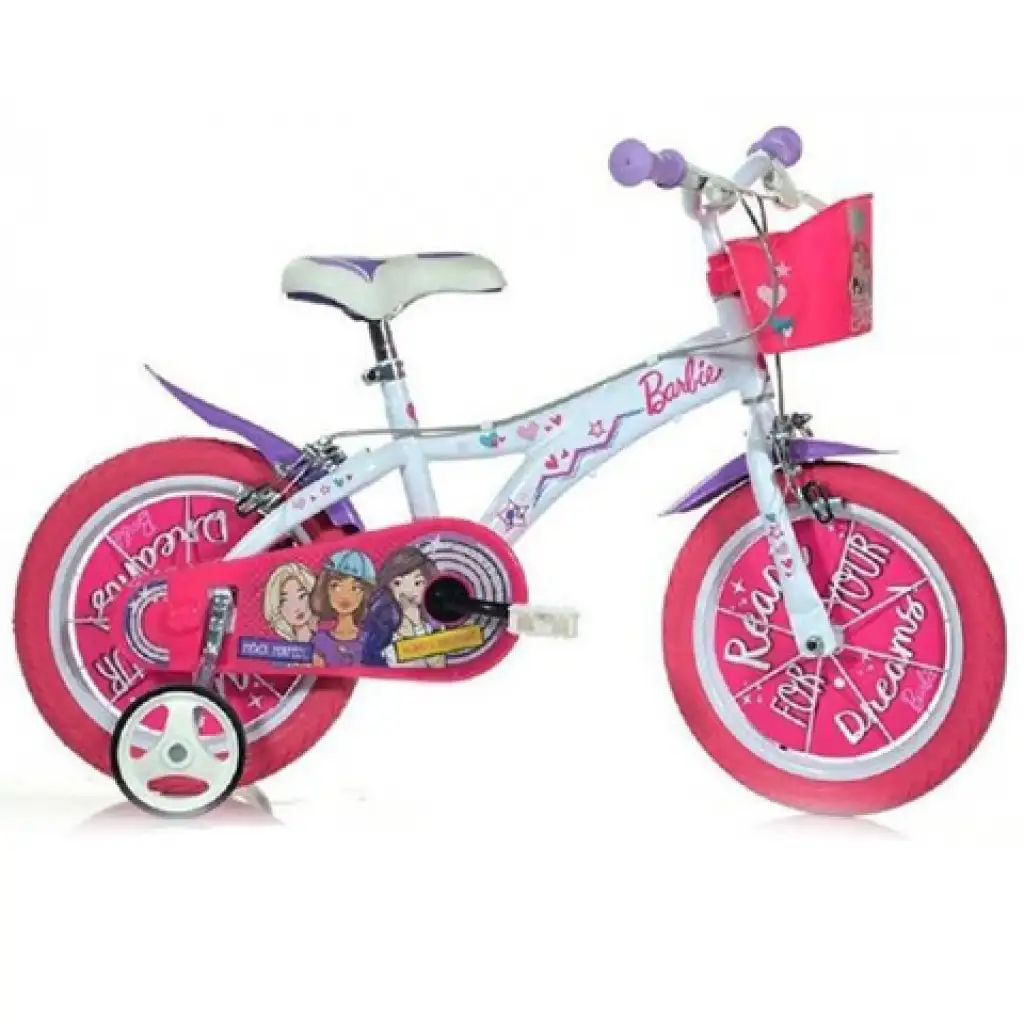 Barbie rózsaszín-fehér gyerek bicikli 12-es méretben - Dino Bikes kerékpár