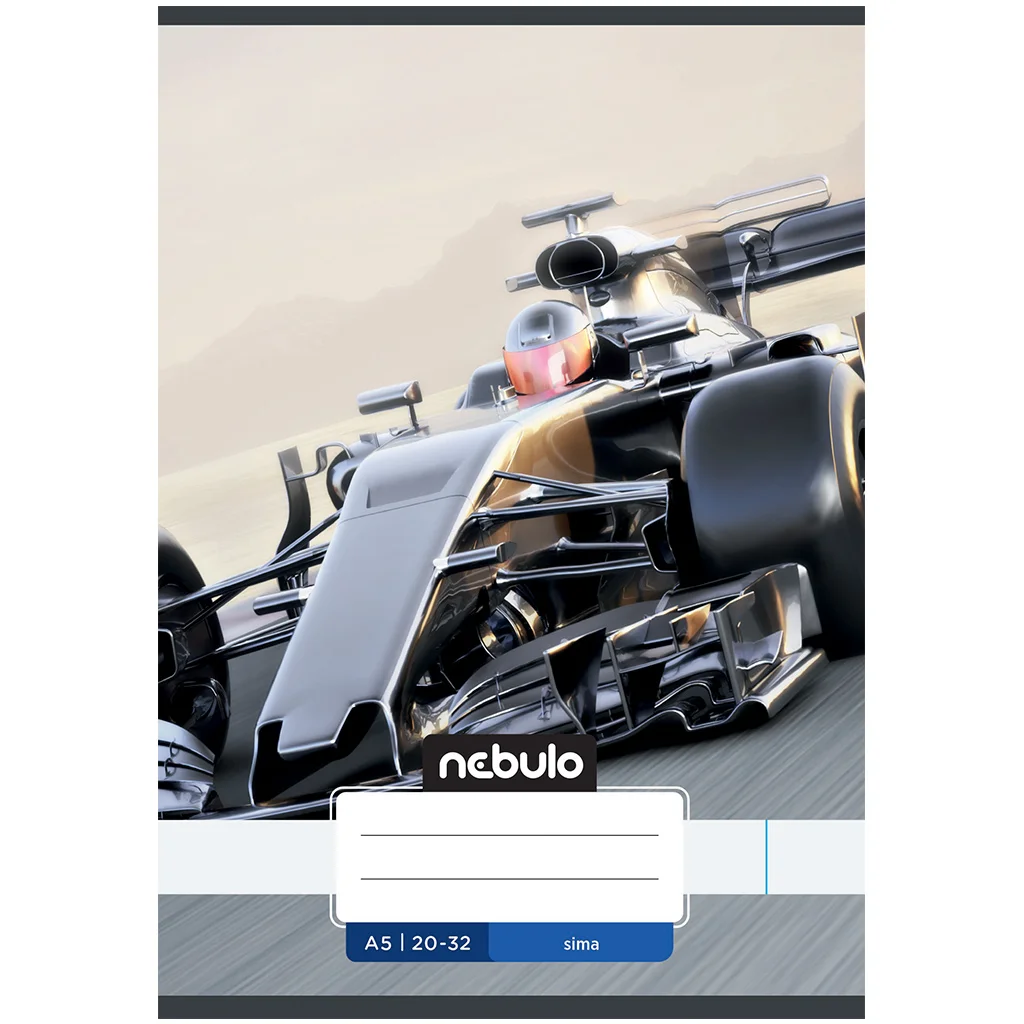 Nebulo: Tűzött versenyautós mintás sima füzet 20-32 A/5