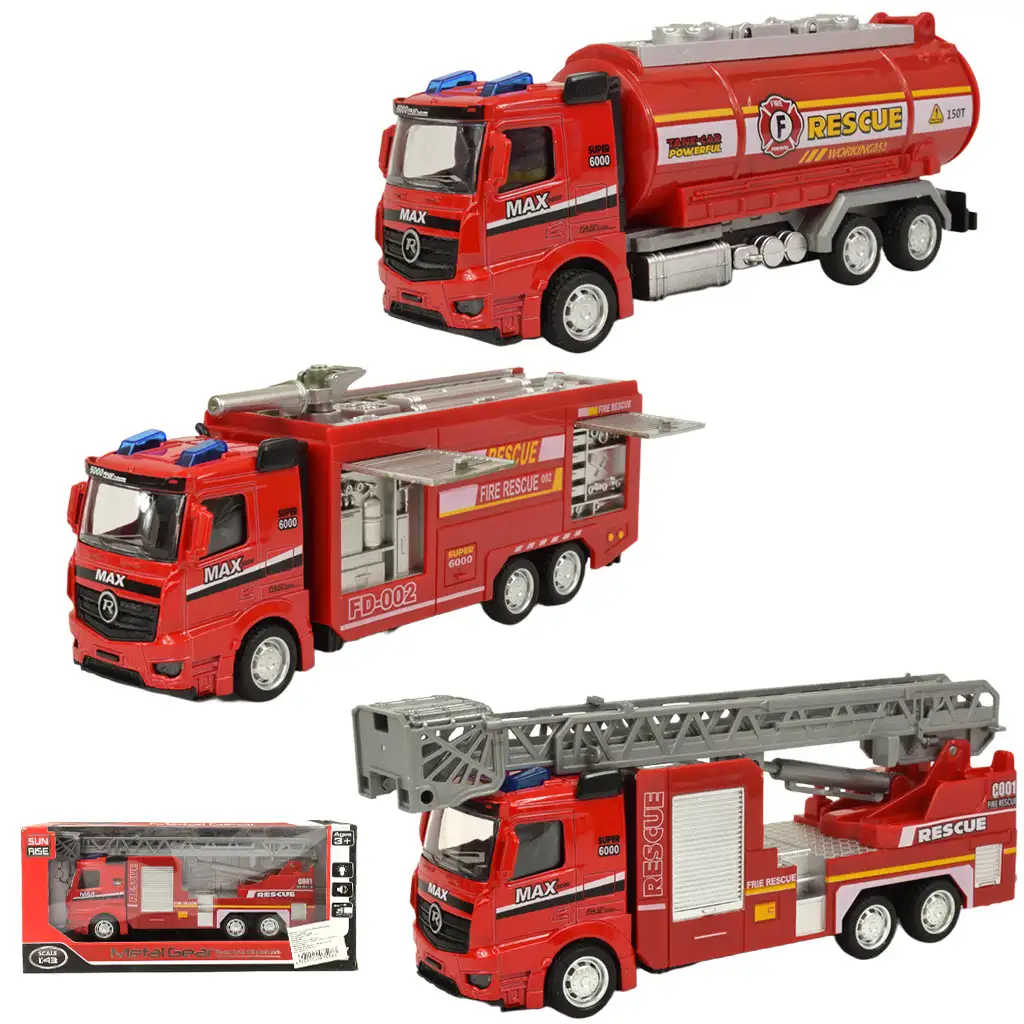 Fire Rescue: Lendkerekes tűzoltósági kamion fénnyel és hanggal többféle változatban 19cm 1db