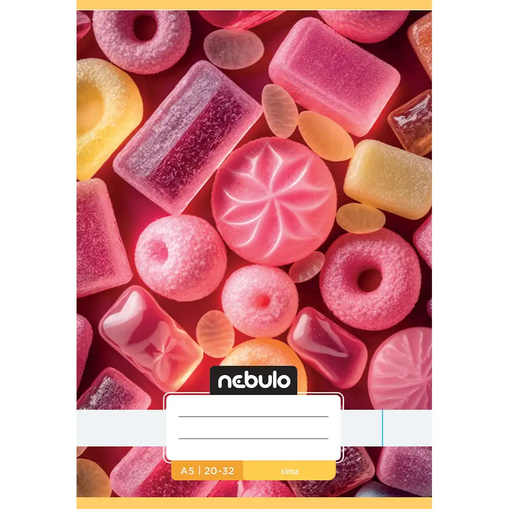 Nebulo: Tűzött sima füzet A5-ös 20-32 Cuki mintás - Édességes