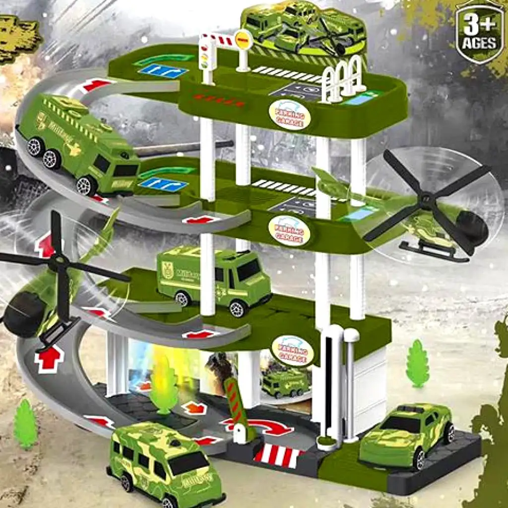 3-emeletes parkolóház harci járművekkel, fénnyel és hanggal kép 2