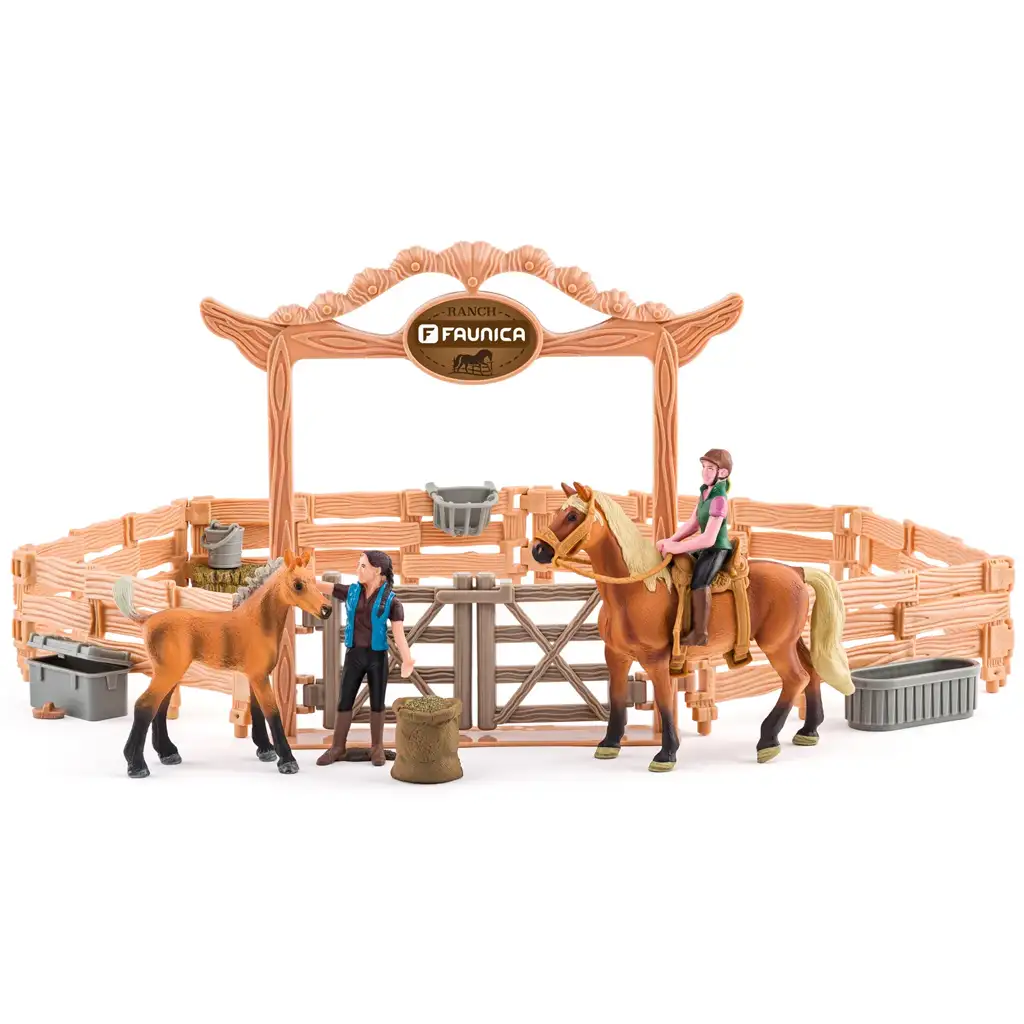 Faunica: Lovarda lovakkal és lovasokkal 23db-os játékszett - Woodyland kép 2