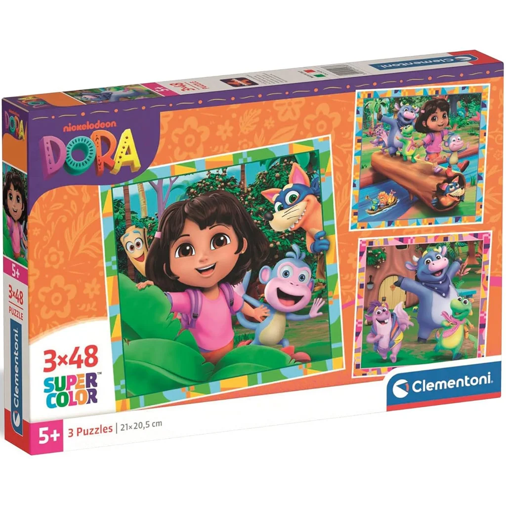 Dóra a felfedező 3x48db-os Supercolor puzzle - Clementoni