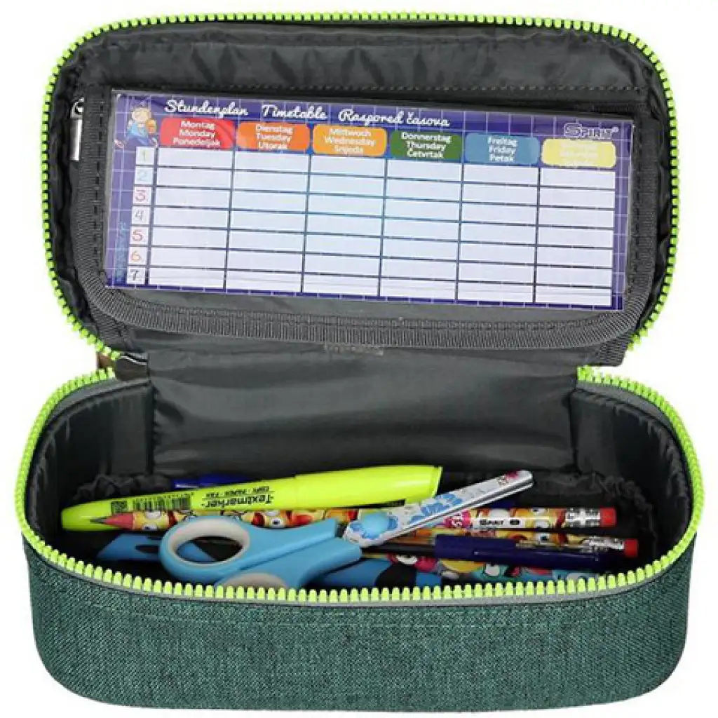 Spirit: Sötét és világoszöld színű ovális tolltartó 23x10cm kép 2