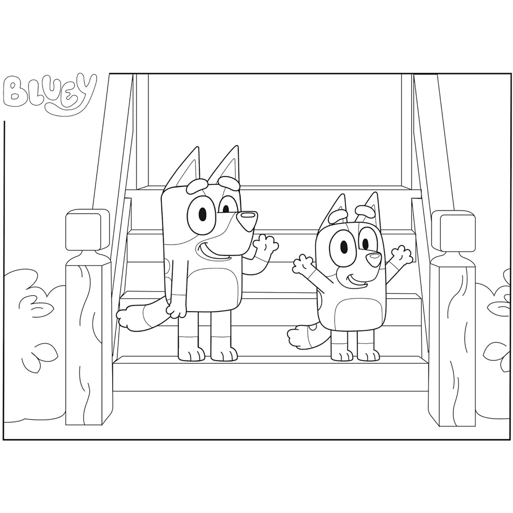 Bluey kutyusok a lépcsőn 2 az 1-ben 48db-os Eco mini puzzle és színező 35x25cm - Lisciani kép 3