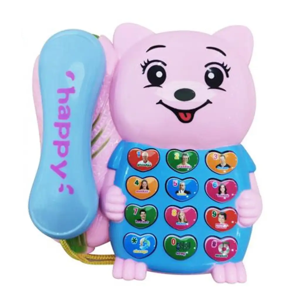 Rózsaszín macis telefon fénnyel és hanggal kép 2