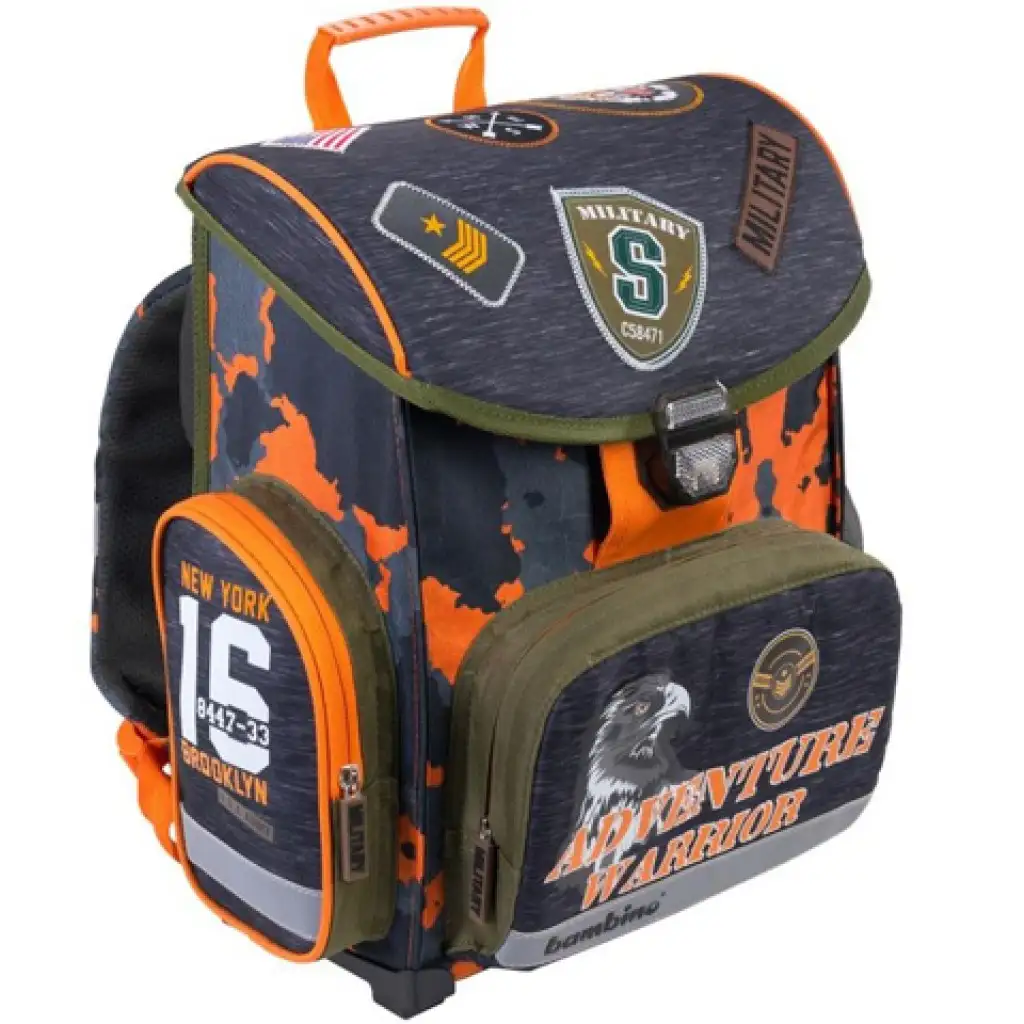 Bambino: Military ergonomikus iskolatáska, hátizsák 36x27x14cm kép 2