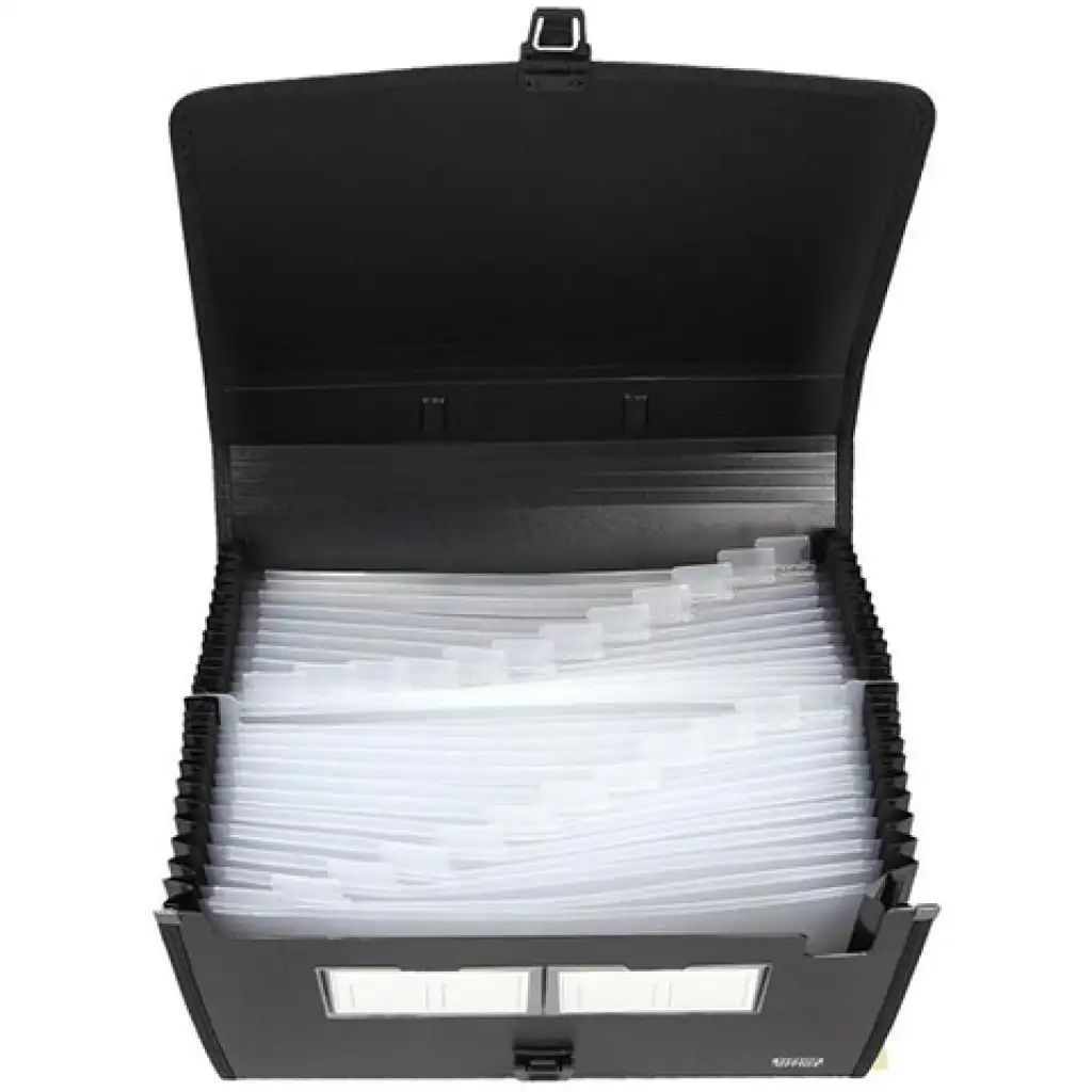 Spirit: Fekete irattartó mappa A4 26 rekeszes fogantyúval kép 2