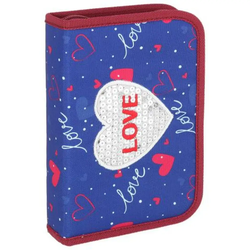 Spirit: Love Heart kék-rózsaszín kihajtható töltött tolltartó 24db-os