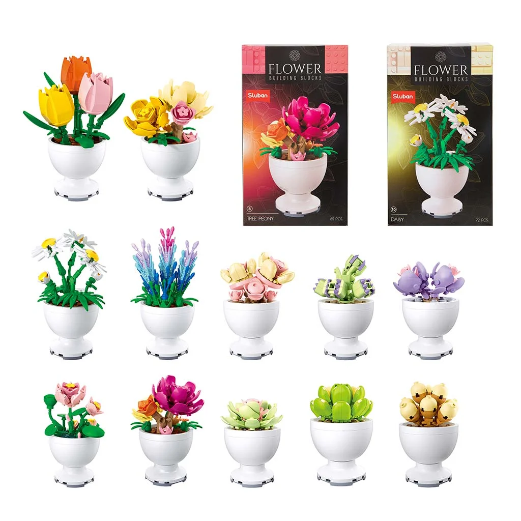Sluban építőjáték - Gyűjthető cserepes virágok