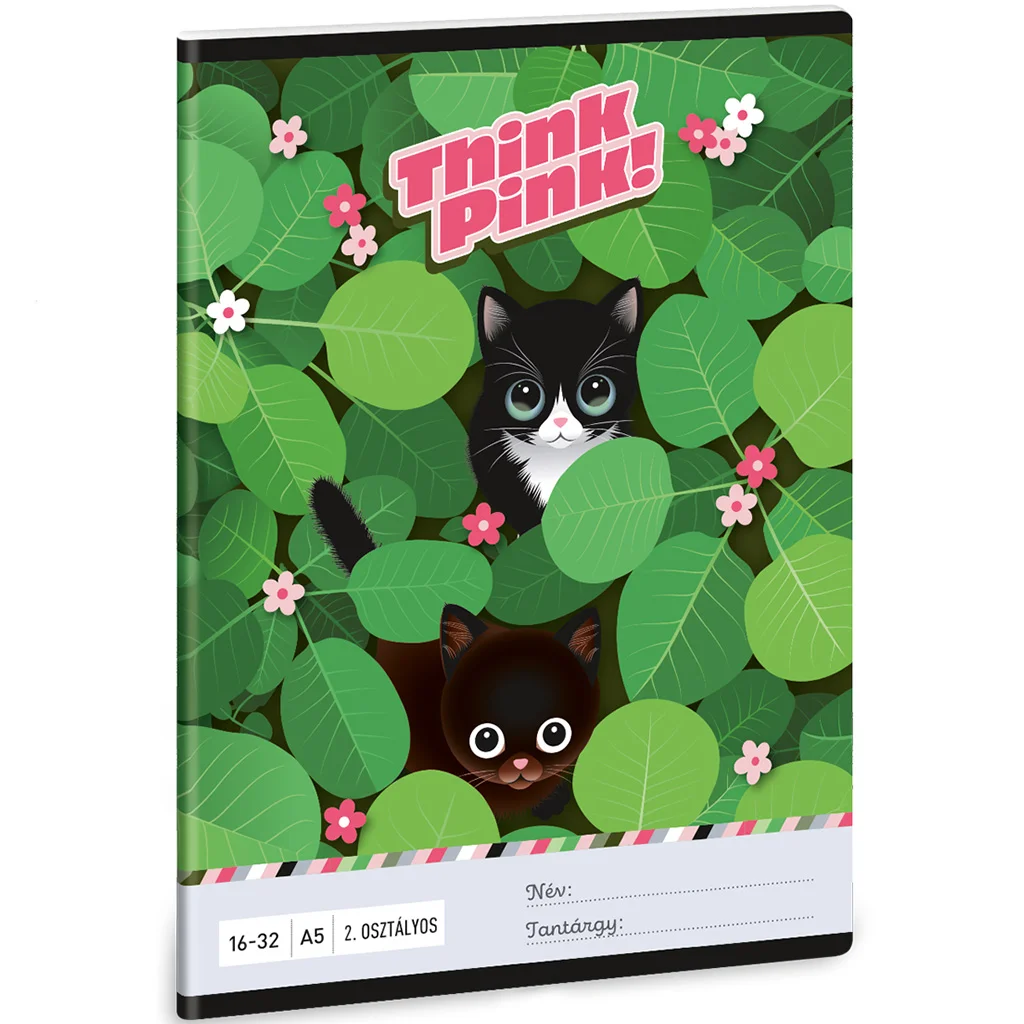 Ars Una: Think Pink cicás 2. osztályos vonalas füzet A/5 16-32