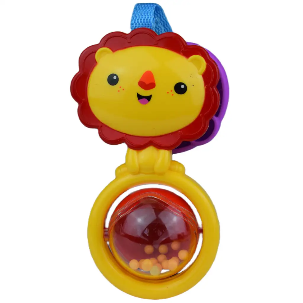 Sun Baby: Vidám oroszlán BPA mentes bébi csörgő forgó gömmbel kép 2
