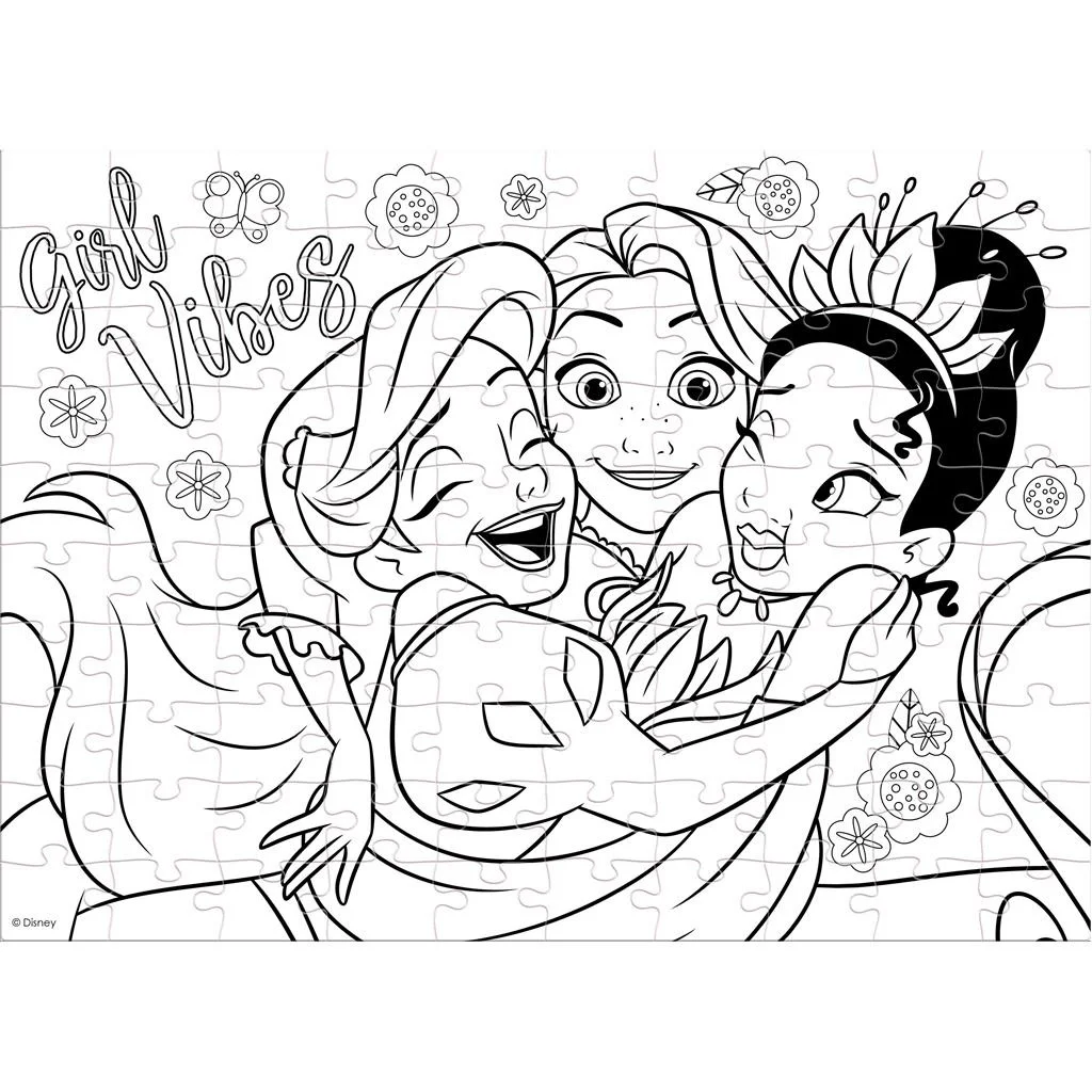 Luna: Disney hercegnők 2 az 1-ben 100db-os színezhető puzzle kép 3