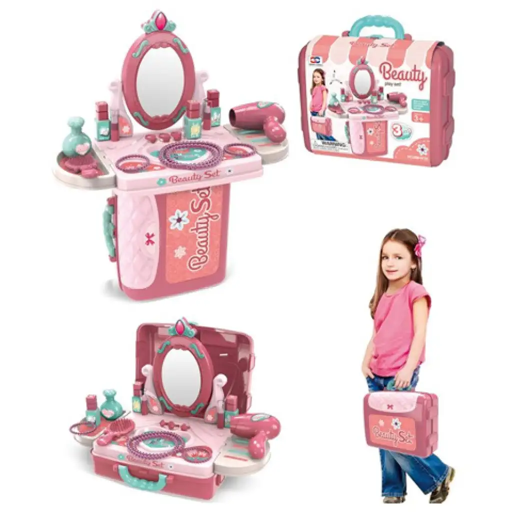 Pink 3az1-ben hordozható szépségszett bőröndben kép 2