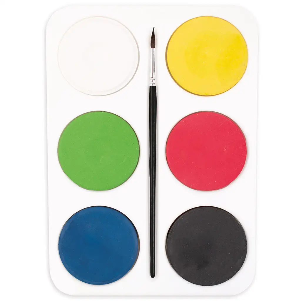 PlayBox: Vízfesték paletta 6db 55mm-es koronggal alap színek kép 2