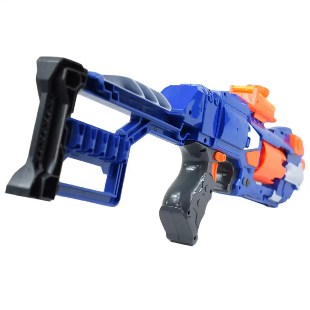 Soft Bullet Gun: Elektromos forgótáras szivacslövő gépfegyver töltényekkel 55cm kép 4