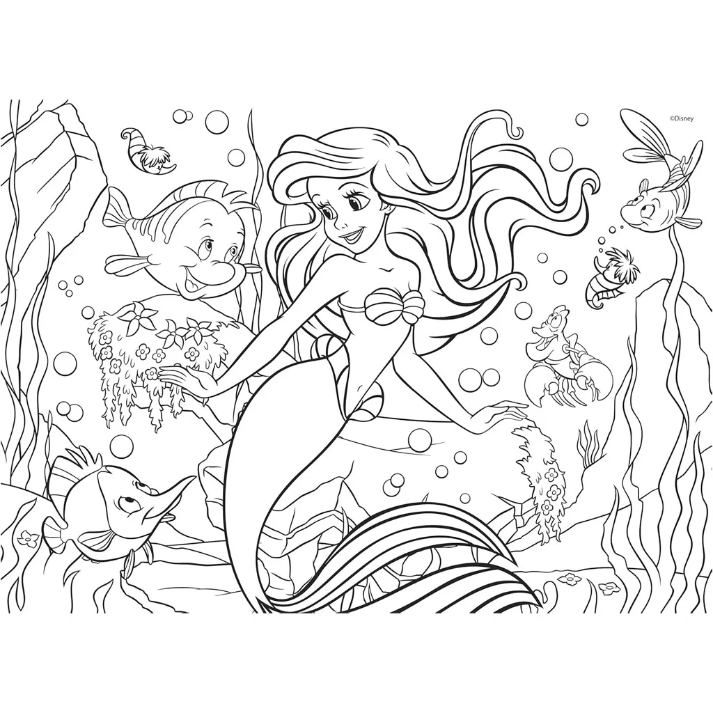 Ariel a kis hableány 2 az 1-ben 48db-os puzzle és színező 35x25cm - Lisciani kép 3