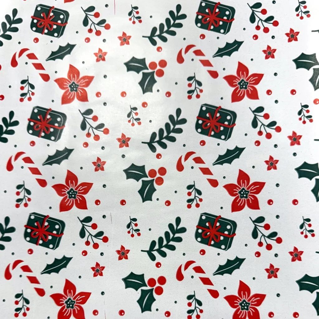 Piros cukorpálcás csomagolópapír 200x70cm