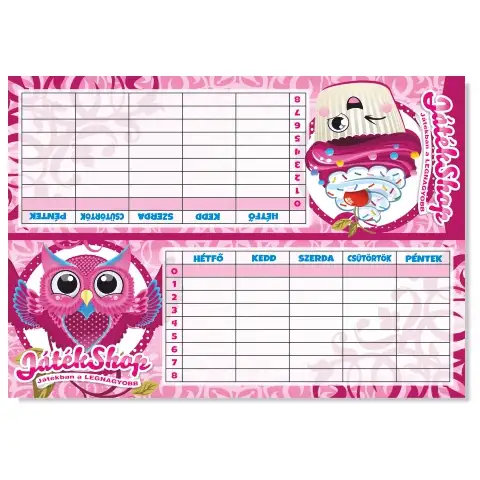 SweetShop lányos 6 az 1-ben órarend