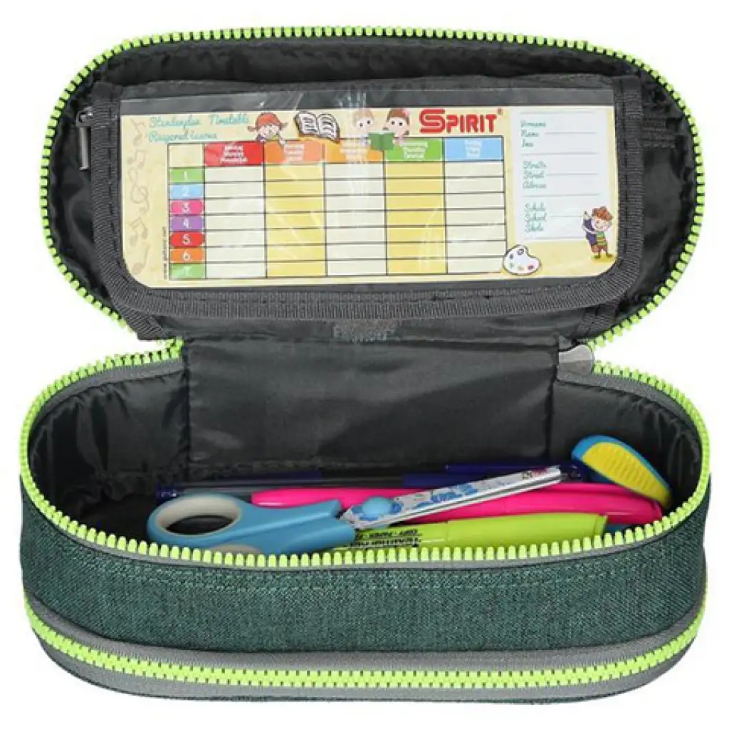 Spirit: Sötét és világoszöld színű ovális emeletes tolltartó 23x10cm kép 2