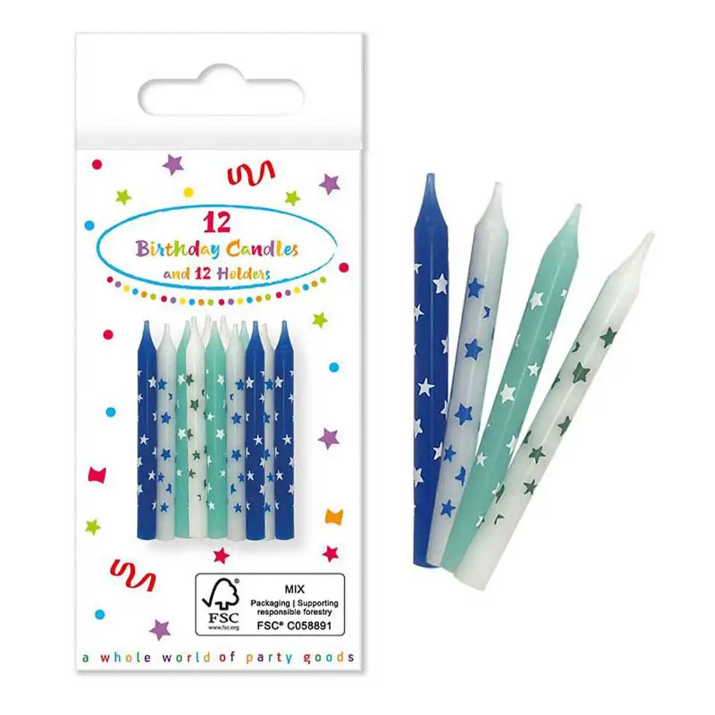 Kék szülinapi gyertyák 12db