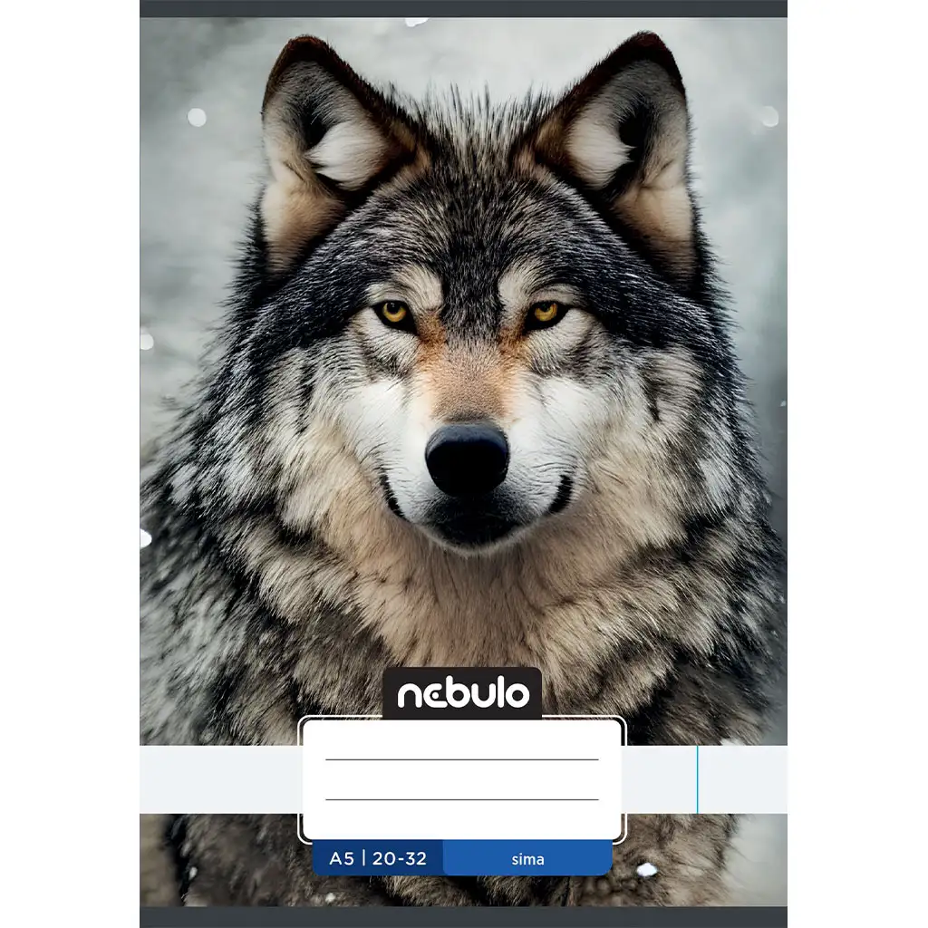 Nebulo: Tűzött sima füzet A5-ös 20-32 Vagány mintás - Farkasos