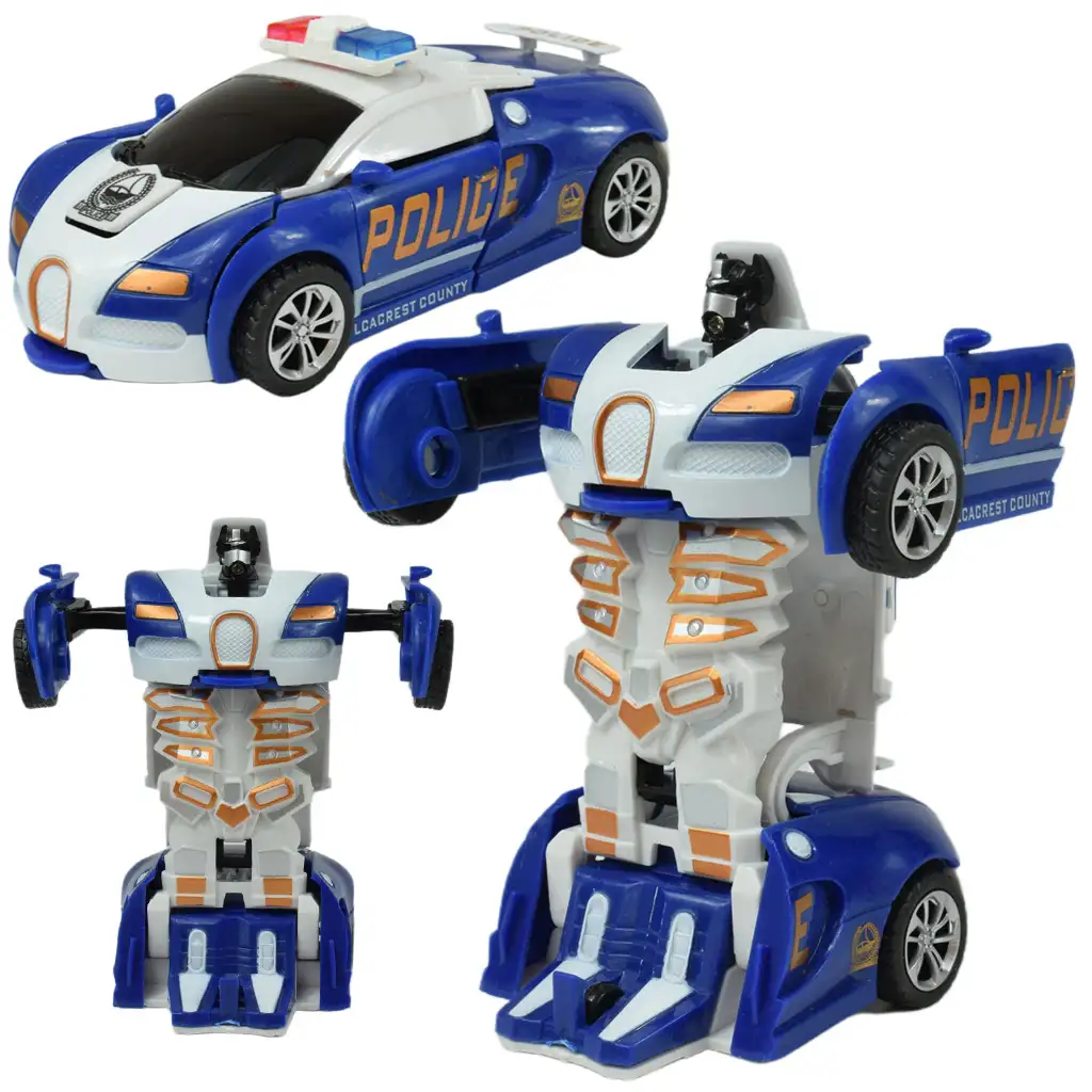 Car Model: Robottá alakítható lendkerekes Bugatti Veyron rendőrautó többféle változatban 13cm 1db kép 3