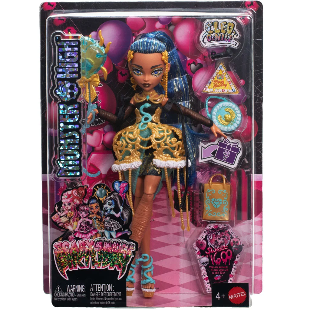 Monster High: Rémisztően Édes Szülinap – Cleo De Nile baba lufival és ajándékkal - Mattel