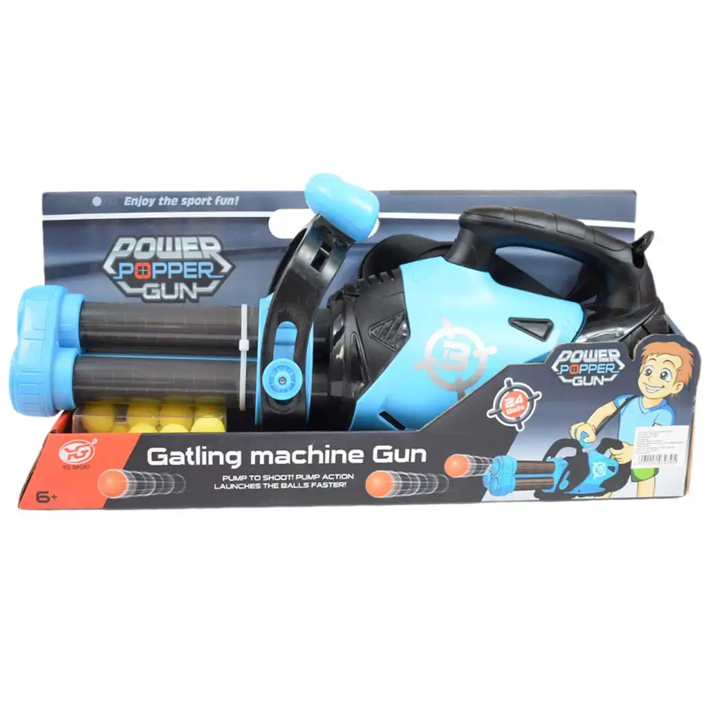 Power Popper Gun: Háromlövetű szivacslövő fegyver szivacsgolyókkal 55cm kép 7