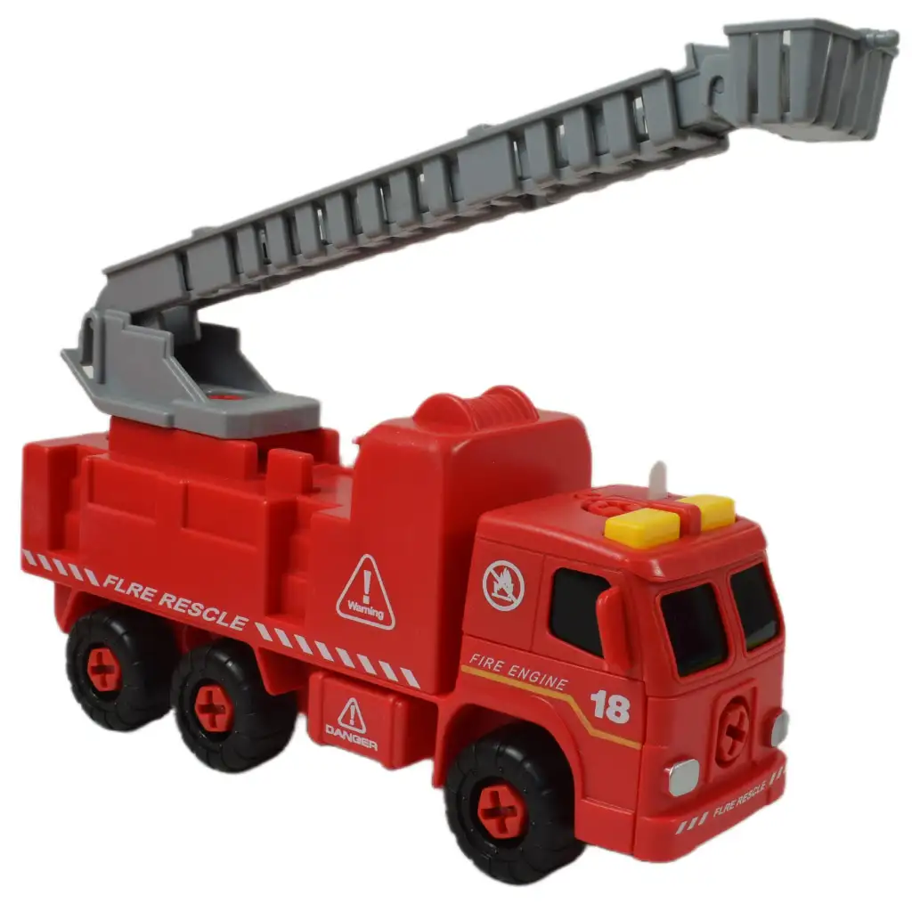 Fire Engine: Darus szétszerelhető tűzoltóautó szerszámokkal és hanggal 20cm kép 3
