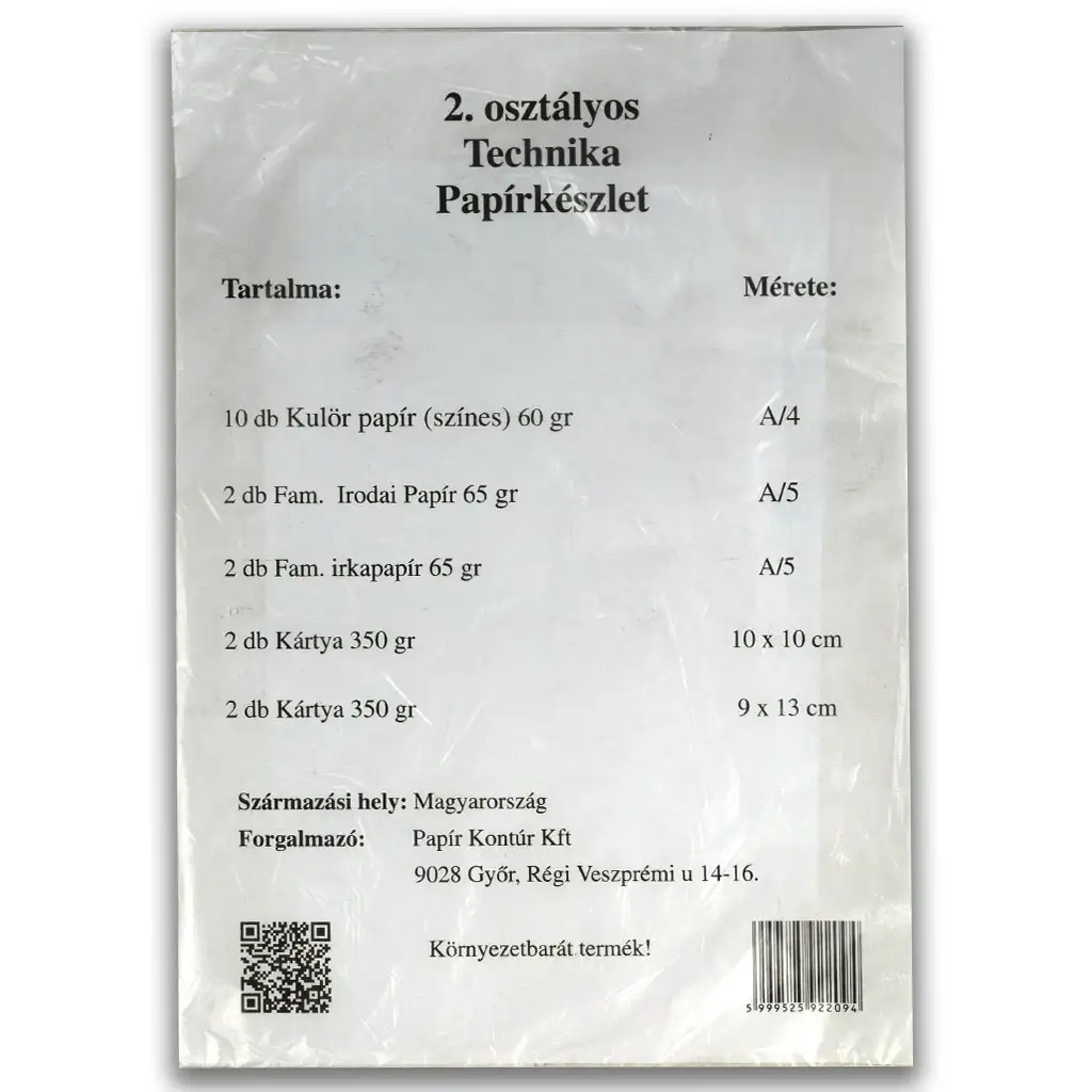 2.osztályos Technika papírkészlet 18db-os