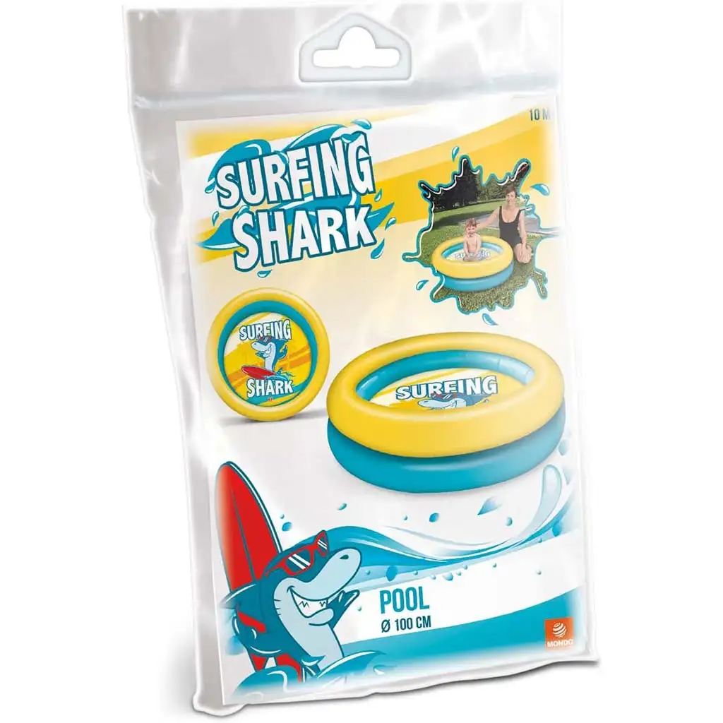 Cápa mintás felfújható 2 gyűrűs medence 100cm - Mondo Toys kép 2